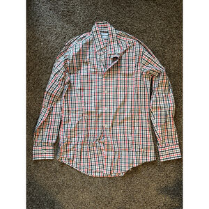 Men's Southern Tide Plaid Button Down Shirt S White Red
